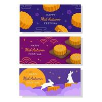 collezione di banner mooncake di metà autunno vettore