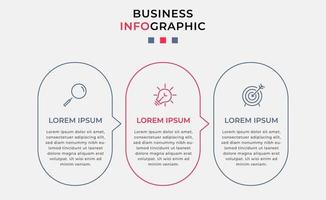 modello di progettazione infografica con icone e 3 opzioni o passaggi vettore