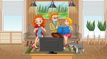 famiglia felice nella scena del soggiorno vettore