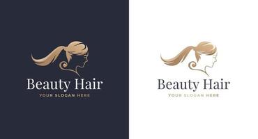 design del logo sfumato oro per parrucchiere donna vettore