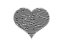 impronta digitale cuore silhouette. nero cuore forma umano dito Stampa isolato su bianca sfondo. vettore illustrazione