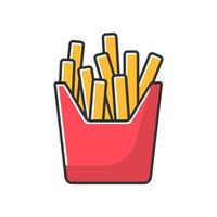 icona di colore rosso rgb di patatine fritte vettore