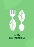 felice giorno vegano biglietto di auguri con elemento icona glifo vettore