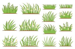set di icone piane di erba verde. isolato su sfondo bianco