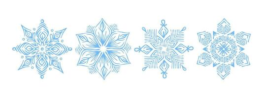 i fiocchi di neve icone. mano disegnato fiocchi di neve. diverso tipi di fiocchi di neve. vettore scalabile grafica