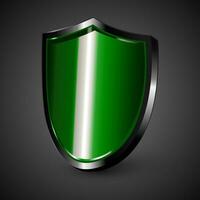 3d verde metallo protettivo scudo icona vettore