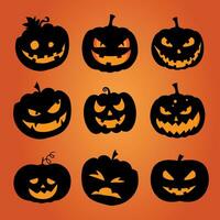 collezione di Halloween nero zucca facce vettore