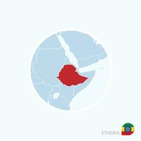 carta geografica icona di Etiopia. blu carta geografica di Africa con evidenziato Etiopia nel rosso colore. vettore