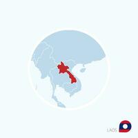 carta geografica icona di Laos blu carta geografica di sud-est Asia con evidenziato Laos nel rosso colore. vettore