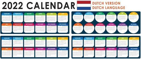 Vettore del calendario 2022, versione olandese