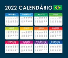 2022 calendario vettoriale, versione brasiliana vettore