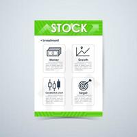infografica di investimento azionario. relazione, layout del modello di copertina delle brochure vettore