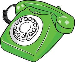 schizzo di illustrazione vettoriale di telefono retrò verde scarabocchio