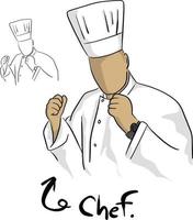 chef in uniforme con i pugni illustrazione vettoriale sketch