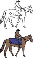 fantino femmina a cavallo illustrazione vettoriale schizzo doodle