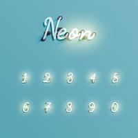 Set di caratteri al neon realistico, illustrazione vettoriale