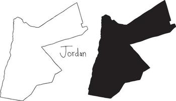 contorno e silhouette mappa della giordania - illustrazione vettoriale