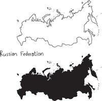 mappa di contorno e sagoma della federazione russa vettore