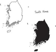 cartina muta e sagoma della corea del sud - vettoriale