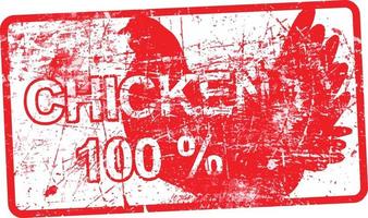 pollo al 100% - timbro di gomma rossa grungy vettore