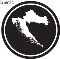 illustrazione vettoriale mappa bianca della croazia su cerchio nero