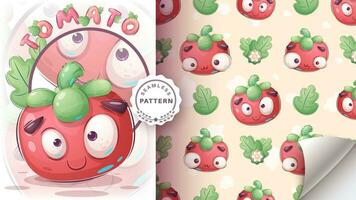 cartone animato personaggio adorabile pomodoro, mano disegnato stile bambini illustrazione vettore