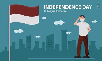 sfondo stile app logo arte commerciale festa dell'indipendenza indonesiana vettore