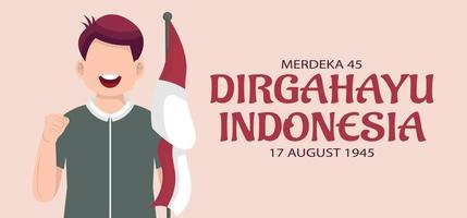 cartolina d'auguri di celebrazione del giorno dell'indipendenza dell'indonesia. vettore