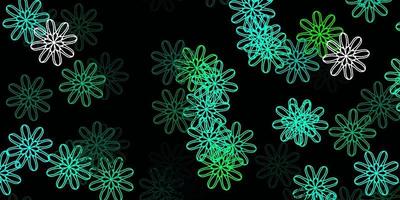 modello doodle vettoriale verde chiaro con fiori.