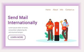 invia il modello di vettore della pagina di destinazione internazionale della posta
