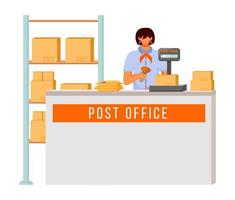 illustrazione vettoriale di colore piatto della lavoratrice dell'ufficio postale