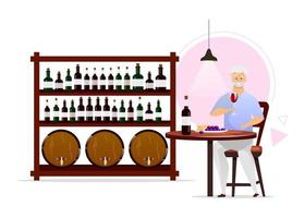 uomo in cantina colore piatto illustrazione vettoriale