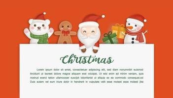 sfondo di natale con simpatici babbo natale e amici. vettore