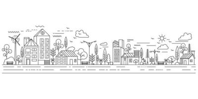 modello di illustrazione vettoriale di arte della linea di costruzione della città