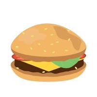 grande hamburger realistico su sfondo bianco - vettore