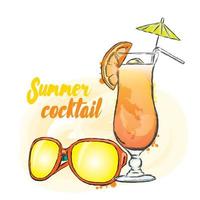 bevanda estiva e occhiali da sole. illustrazione vettoriale. vacanza. vettore