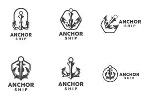 semplice nave ancora logo disegno, silhouette vettore illustrazione