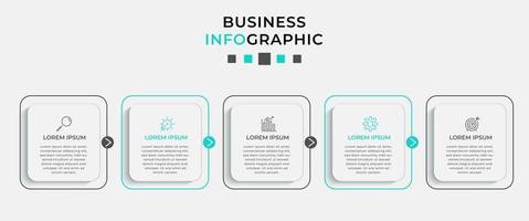 modello di business di progettazione infografica con icone e 5 opzioni o passaggi vettore