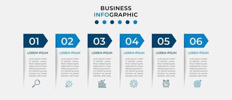 modello di business di progettazione infografica con icone e 6 opzioni o passaggi vettore