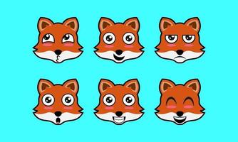 illustrazione vettoriale di simpatico animale faccia espressione logo pet fox icon