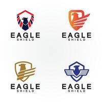 aquila scudo logo disegno, falco testa vettore emblema logo elemento, uccello, falco emblema vettore icona