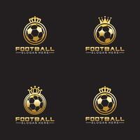 lusso d'oro calcio re logo design su isolato nero sfondo vettore