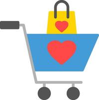 shopping cestino con cuore vettore icona design