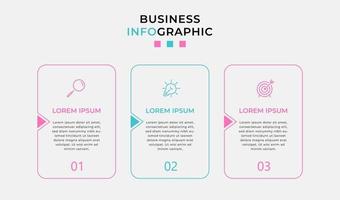 modello di business di progettazione infografica con icone e 3 opzioni o passaggi vettore