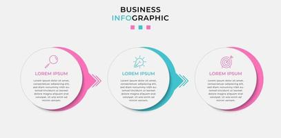 modello di business di progettazione infografica con icone e 3 opzioni o passaggi vettore