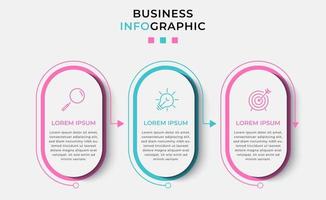 modello di business di progettazione infografica con icone e 3 opzioni o passaggi vettore