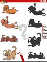 educativo ombra attività con cartone animato cane personaggi vettore