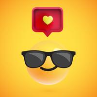 Alta emoticon dettagliata con un segno di cuore, illustrazione vettoriale