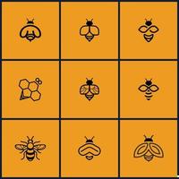 impostare il design del logo dell'ape del fascio vettore