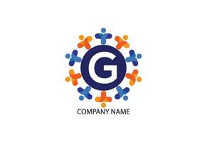 persone con lettera g logo design concetto modello vettore
